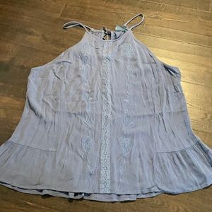 SOHO NEW YORK & COMPANY JEANS womens blue embroidered tank top size large